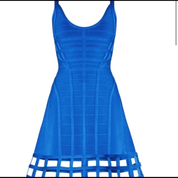 Hervé Léger Blue Vivien Cage Dress $1490 Retail - Picture 10 of 13